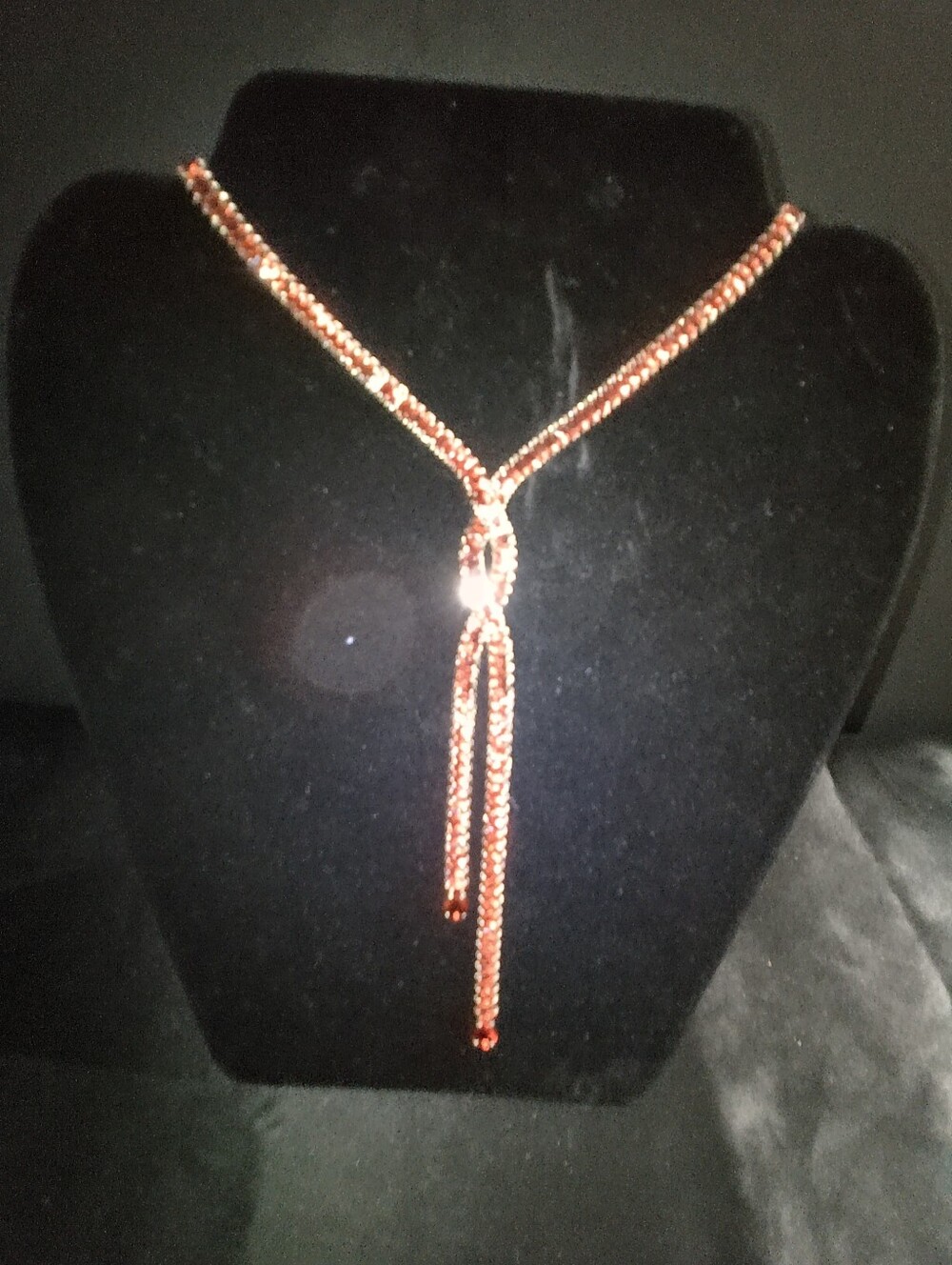 Gold-Filled Red Stone Y-Drop Necklace 24-27 Inche